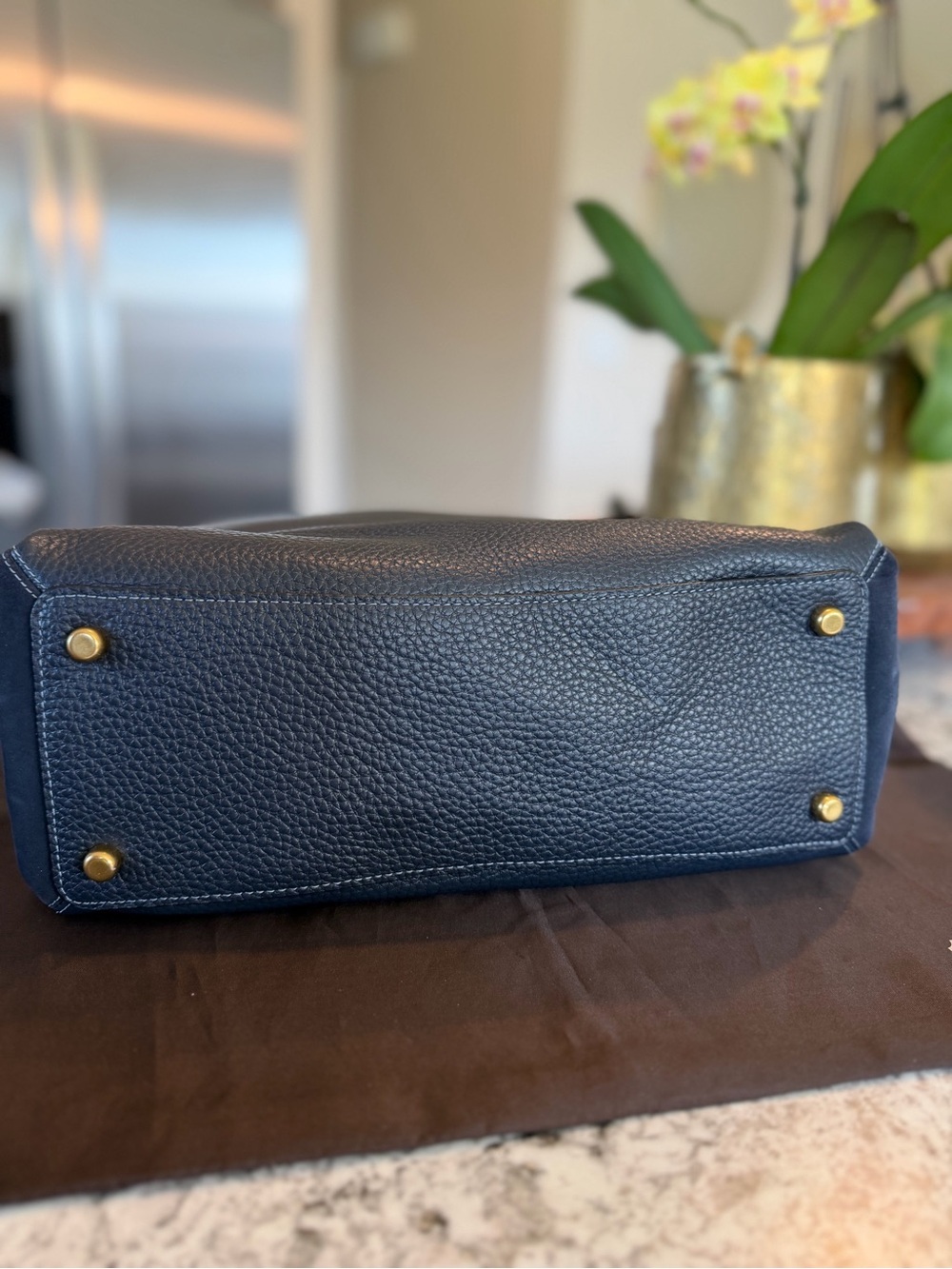 Coach Shay Shoulder Bag (Style 4609) Midnight Navy Pebbled and Suede Leather - Picture 5 of 10